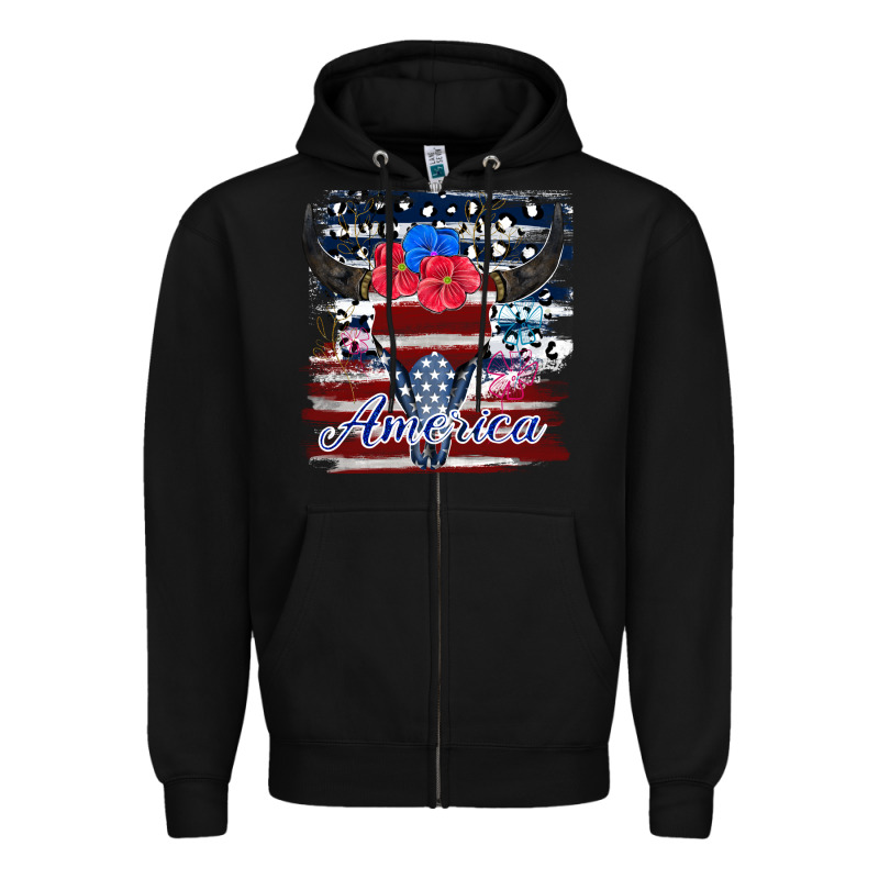 Bull Skull America Zipper Hoodie by JahusDesignShop | Teevron