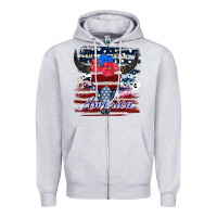 Heather Grey bull skull america Zipper Hoodie - JahusDesignShop