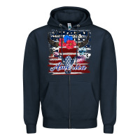 Navy bull skull america Zipper Hoodie - JahusDesignShop