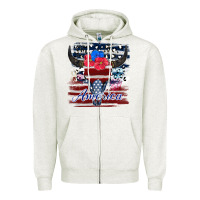 Oatmeal Heather bull skull america Zipper Hoodie - JahusDesignShop