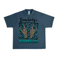 Midnight Navy Somebody's Problem Hand Skeleton Urban Heavy Tee - FaDigitalArtStudio