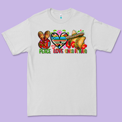 Peace Love Cinco De Mayo Premium Tee Designed By Fadigitalartstudio