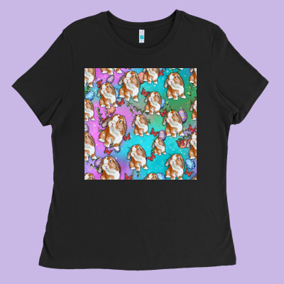 Easter Bunny With Truck Seamless Pattern Ladies Tee Designed By Bundleandbundleshop