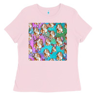 Bubblegum Pink Easter Bunny With Truck Seamless Pattern Ladies Tee - BundleAndBundleShop