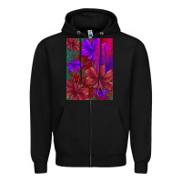 Black floral pattern Zipper Hoodie - JahusDesignShop