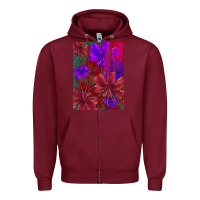 Burgundy floral pattern Zipper Hoodie - JahusDesignShop