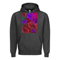 Charcoal Heather floral pattern Zipper Hoodie - JahusDesignShop