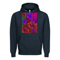 Navy floral pattern Zipper Hoodie - JahusDesignShop