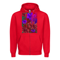 Red floral pattern Zipper Hoodie - JahusDesignShop