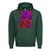 Sports Green floral pattern Zipper Hoodie - JahusDesignShop