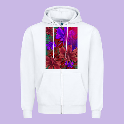 Floral Pattern Zipper Hoodie Designed By Jahusdesignshop