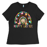 Black Happy Easter Rainbow Ladies Tee - BundleAndBundleShop