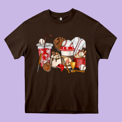 Baseball Coffee Cups Heavy Core Tee Designed By Howdyjamesfarm