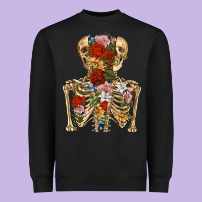 Flower Skeleton Heavyweight Sweatshirt Designed By Ranaportraitstore