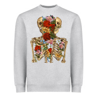 Heather Grey flower skeleton Heavyweight Sweatshirt - RanaPortraitStore