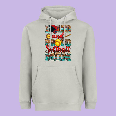 Loud And Proud Softball Mom Heavyweight Hoodie Designed By Ranaportraitstore