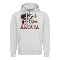 Dove Grey god bless america Zipper Hoodie - JahusDesignShop