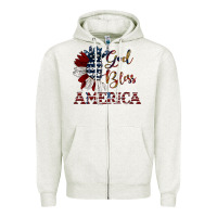 Oatmeal Heather god bless america Zipper Hoodie - JahusDesignShop