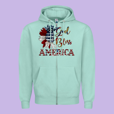 God Bless America Zipper Hoodie Designed By Jahusdesignshop