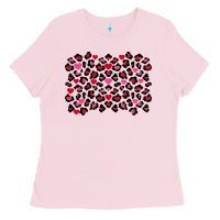 Bubblegum Pink valentines day leopard and heart background Ladies Tee - FaDigitalArtStudio
