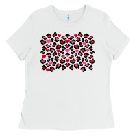 White valentines day leopard and heart background Ladies Tee - FaDigitalArtStudio