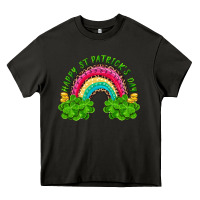 Asphalt Happy St. Patrick's Day Rainbow And Shamrock Heavy Core Tee - RanaPortraitStore