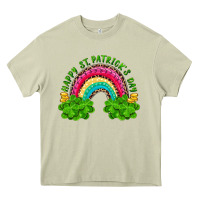 Mossy Happy St. Patrick's Day Rainbow And Shamrock Heavy Core Tee - RanaPortraitStore