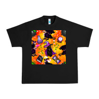 Black halloween cat and witch seamless pattern Urban Heavy Tee - BundleAndBundleShop