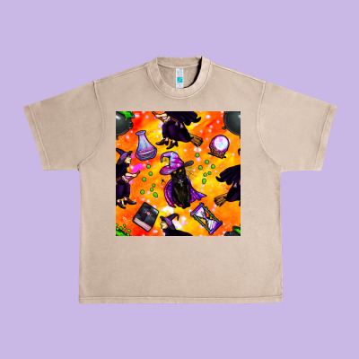 Halloween Cat And Witch Seamless Pattern Urban Heavy Tee Designed By Bundleandbundleshop