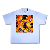 Grape Ice halloween cat and witch seamless pattern Urban Heavy Tee - BundleAndBundleShop