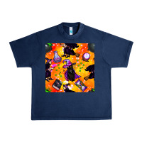 Navy halloween cat and witch seamless pattern Urban Heavy Tee - BundleAndBundleShop
