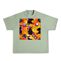 Oil Green halloween cat and witch seamless pattern Urban Heavy Tee - BundleAndBundleShop