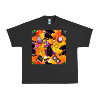 Pigment Black halloween cat and witch seamless pattern Urban Heavy Tee - BundleAndBundleShop