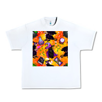 White halloween cat and witch seamless pattern Urban Heavy Tee - BundleAndBundleShop