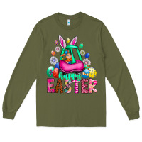 Army Green Easter Long Sleeve Tee - CowhideDigitalArt