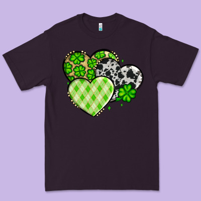 St. Patrick's Day Cowhide Hearts Premium Tee Designed By Oliviacreatesart