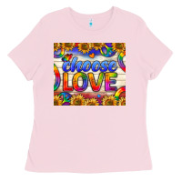 Bubblegum Pink Western Choose Love Tumbler Ladies Tee - BundleAndBundleShop