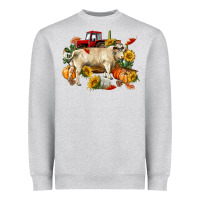 Heather Grey Fall charolais bull Heavyweight Sweatshirt - RanaPortraitStore