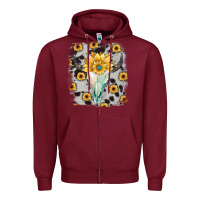 Burgundy cowhide sunflower gemstone bull skull Zipper Hoodie - JahusDesignShop
