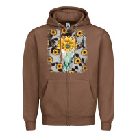 Chestnut cowhide sunflower gemstone bull skull Zipper Hoodie - JahusDesignShop