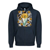 Navy cowhide sunflower gemstone bull skull Zipper Hoodie - JahusDesignShop