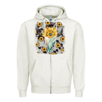 Oatmeal Heather cowhide sunflower gemstone bull skull Zipper Hoodie - JahusDesignShop