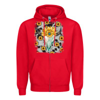 Red cowhide sunflower gemstone bull skull Zipper Hoodie - JahusDesignShop