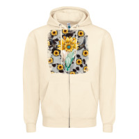 Sandshell cowhide sunflower gemstone bull skull Zipper Hoodie - JahusDesignShop