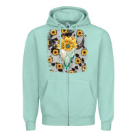 Seafoam cowhide sunflower gemstone bull skull Zipper Hoodie - JahusDesignShop
