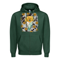 Sports Green cowhide sunflower gemstone bull skull Zipper Hoodie - JahusDesignShop