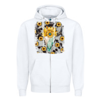 White cowhide sunflower gemstone bull skull Zipper Hoodie - JahusDesignShop