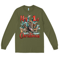 Army Green my first christmas baby safari animals Long Sleeve Tee - LillyAllenDesigns