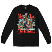 Black my first christmas baby safari animals Long Sleeve Tee - LillyAllenDesigns