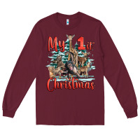 Burgundy my first christmas baby safari animals Long Sleeve Tee - LillyAllenDesigns